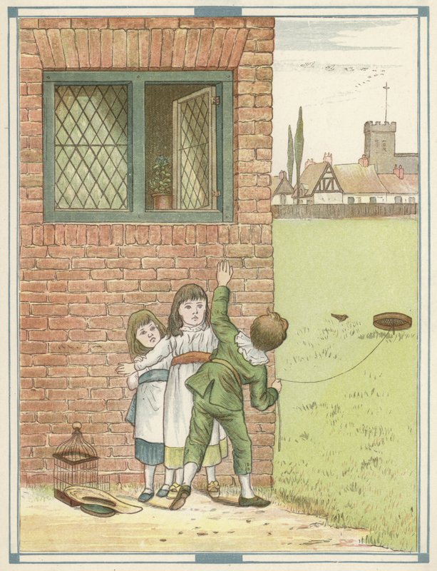 The Bird Catcher (litografía en color) de English School
