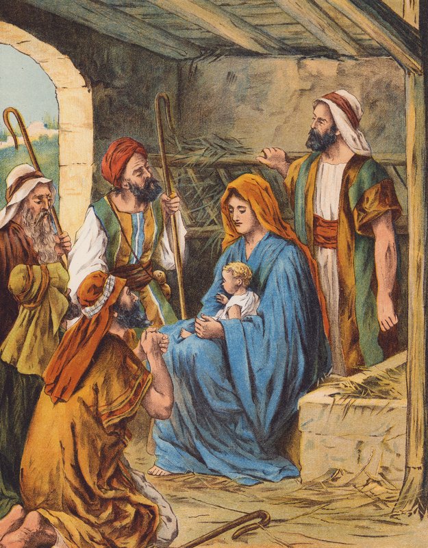 El nacimiento de Jesucristo (litografía en color) de English School
