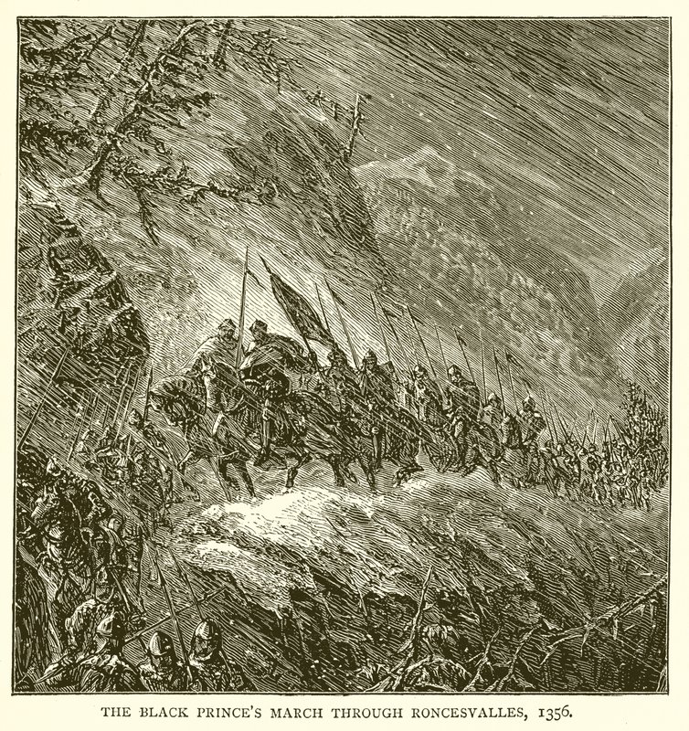 La Marcha del Príncipe Negro a través de Roncesvalles, 1356 de English School