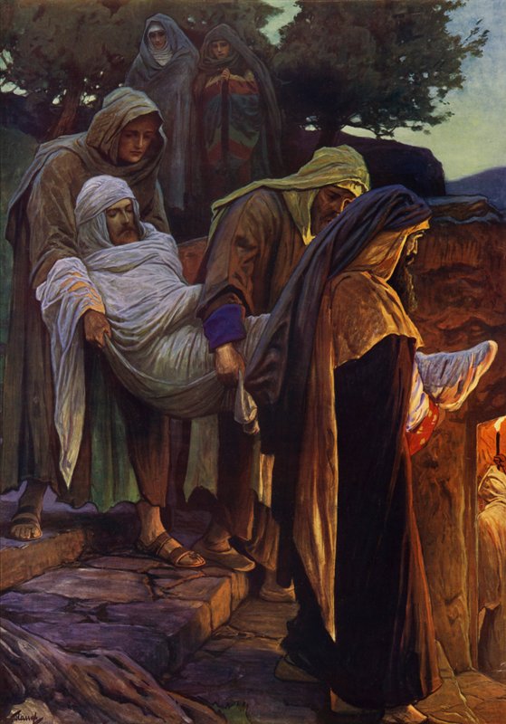 El entierro de Jesús (litografía en color) de English School