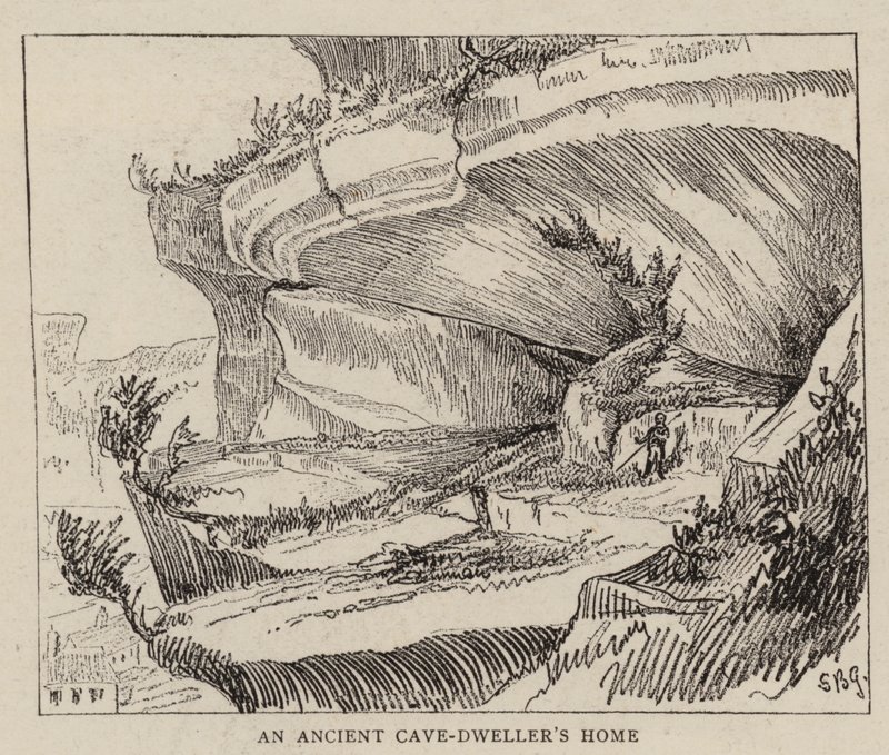 Los habitantes de las cuevas de Vezere (grabado) de English School