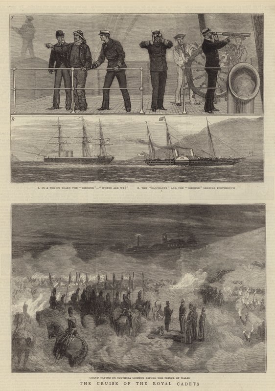 El Crucero de los Cadetes Reales (grabado) de English School
