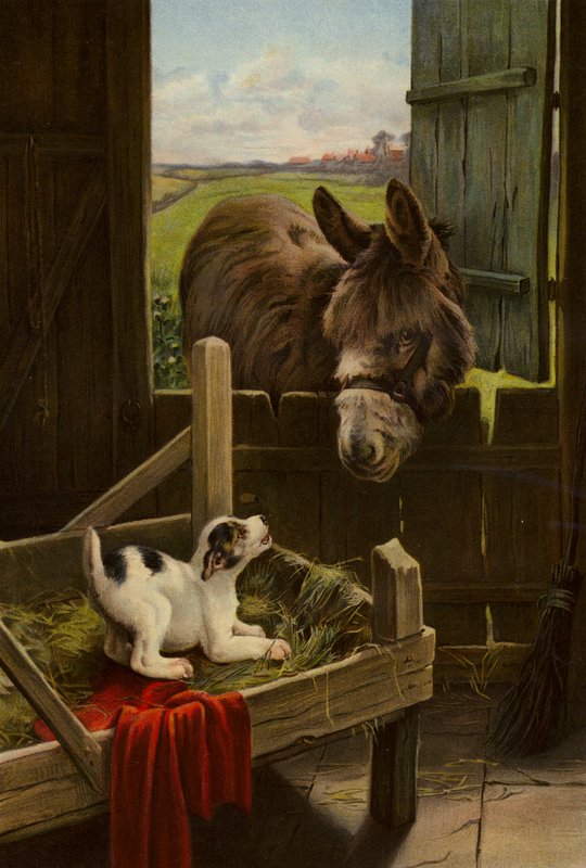 El perro en el pesebre (litografía en color) de English School