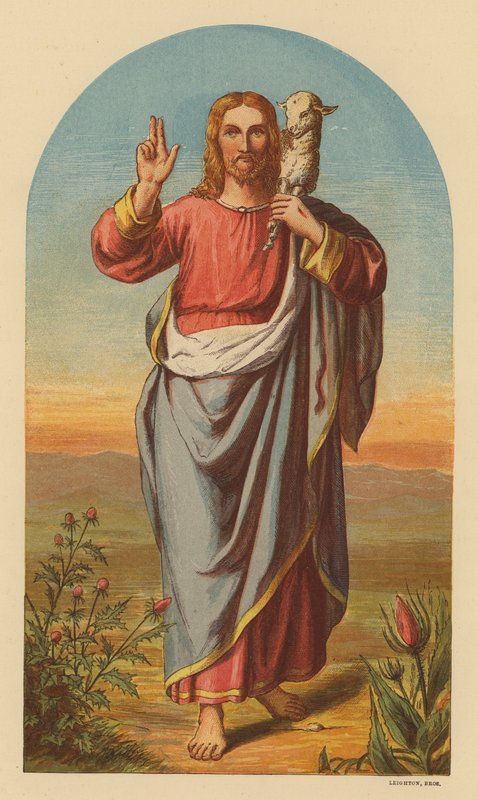 El Buen Pastor (litografía en color) de English School