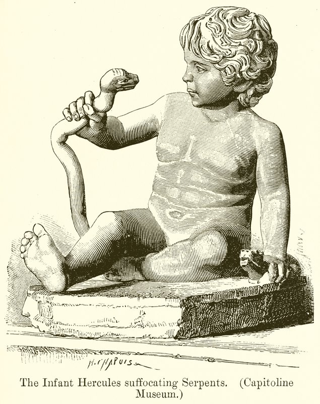 El infante Hércules asfixiando serpientes de English School