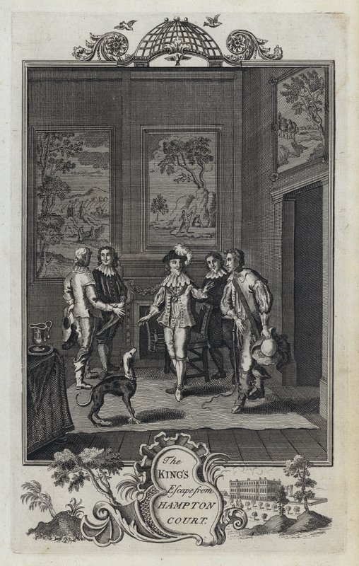 La fuga del rey de Hampton Court (grabado) de English School