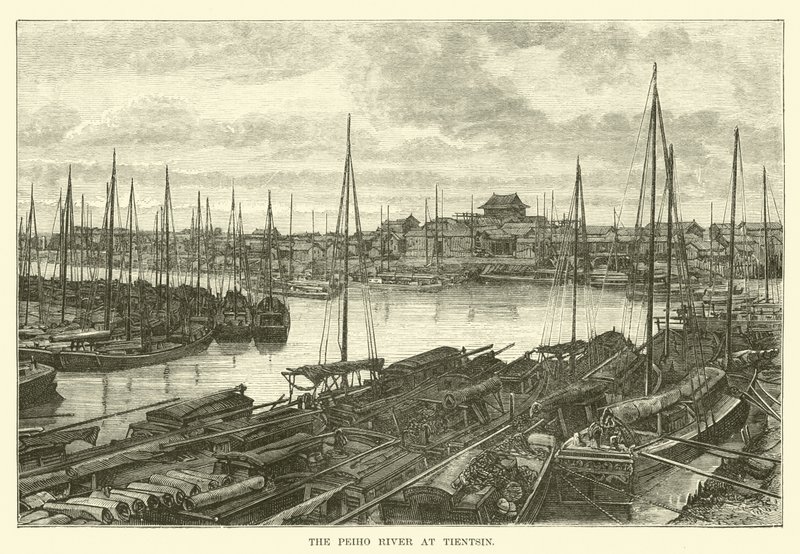 El río Peiho en Tientsin de English School