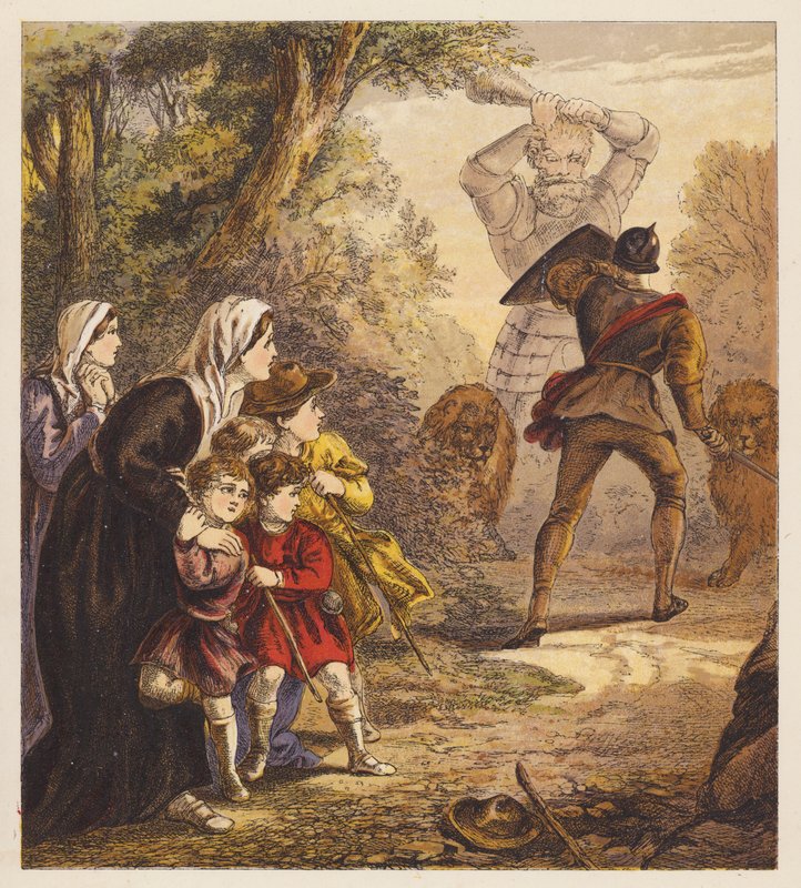 Los niños peregrinos (litografía en color) de English School