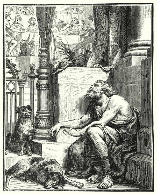 El rico y Lázaro (grabado) de English School