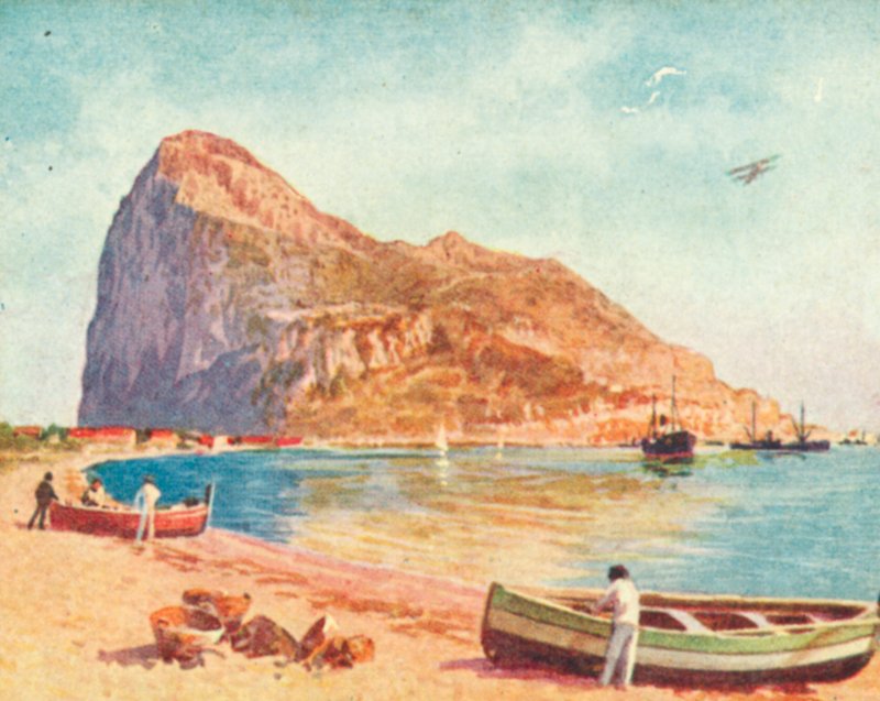 El Peñón de Gibraltar (litografía en color) de English School