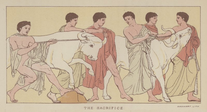 El Sacrificio (litografía en color) de English School