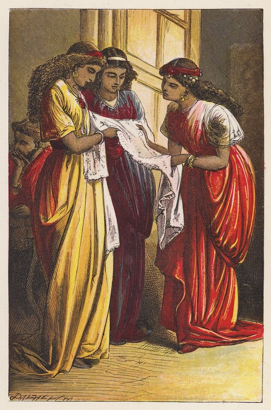 Las Hermanas (litografía en color) de English School