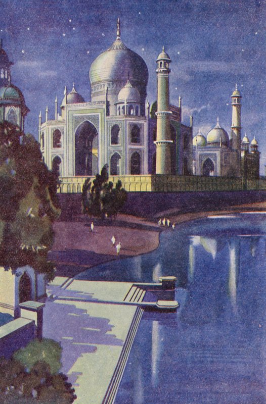 El Taj Mahal (litografía en color) de English School