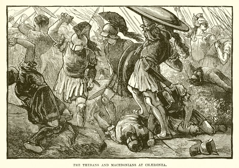 Los tebanos y macedonios en Queronea de English School