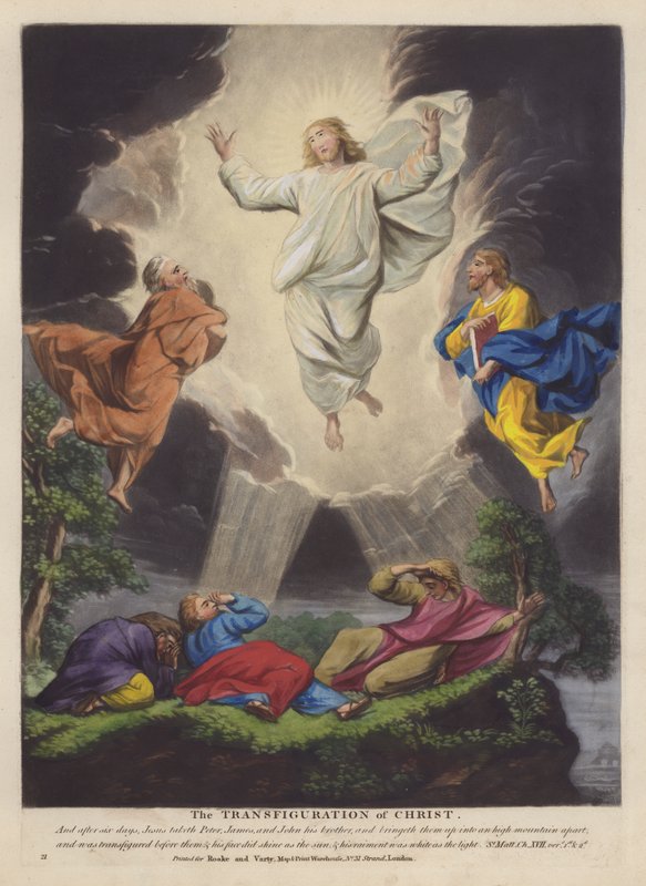 La Transfiguración de Cristo (litografia en color) de English School