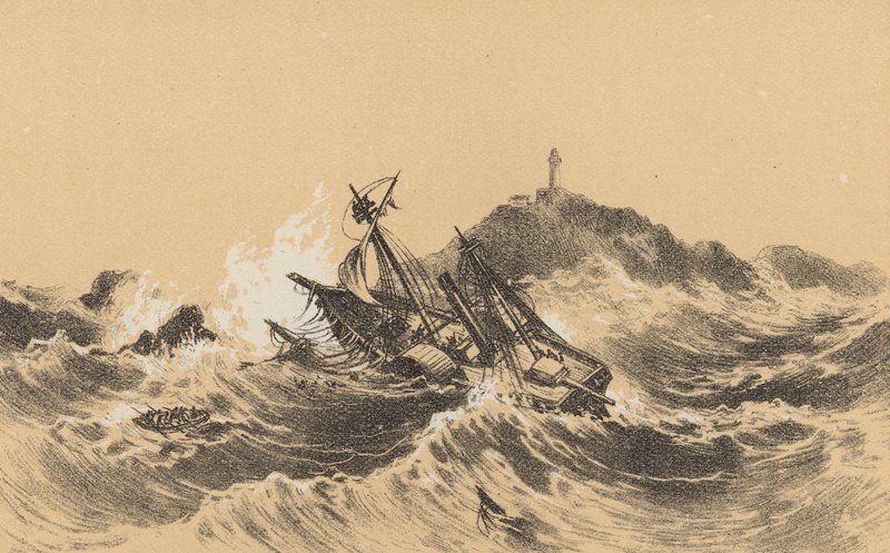 El naufragio del Forfarshire (litografía) de English School