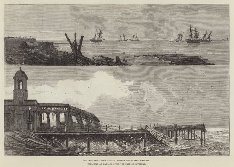 El último temporal en Margate (grabado) de English School