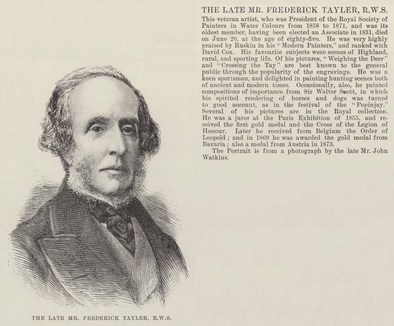 El difunto Sr. Frederick Tayler, RWS (grabado) de English School