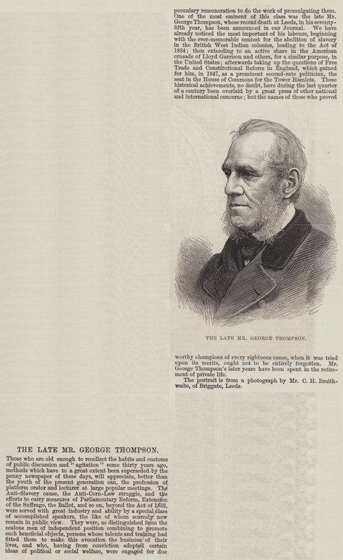 El difunto Sr. George Thompson (grabado) de English School