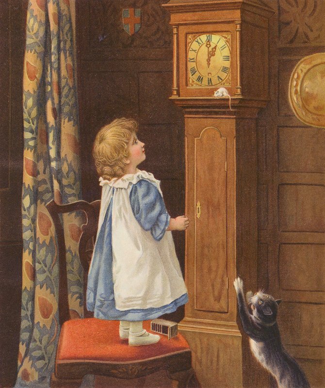 El ratón subió el reloj (cromolito) de English School