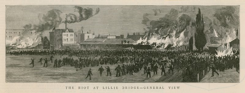 El motín en Lillie Bridge, Londres de English School