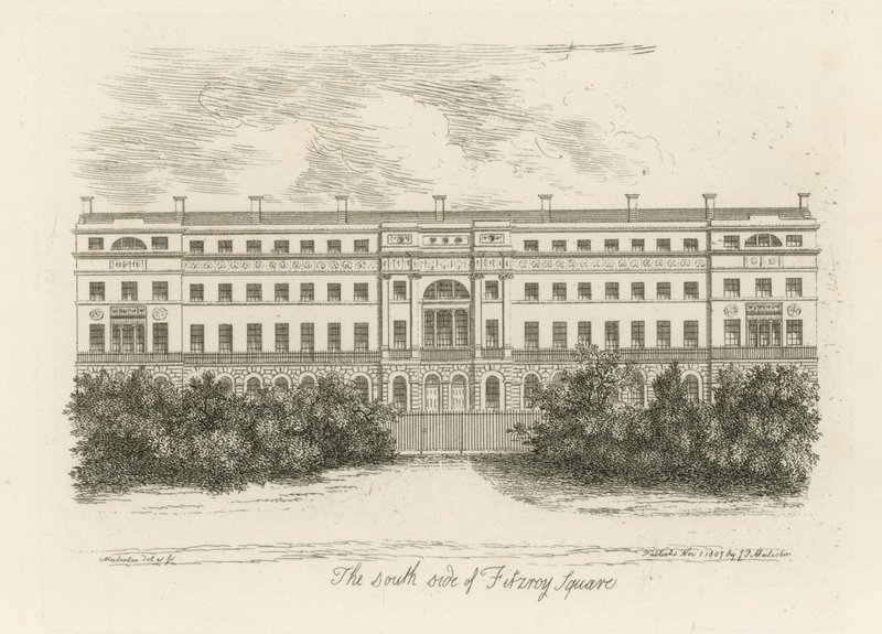El lado sur de Fitzroy Square de English School