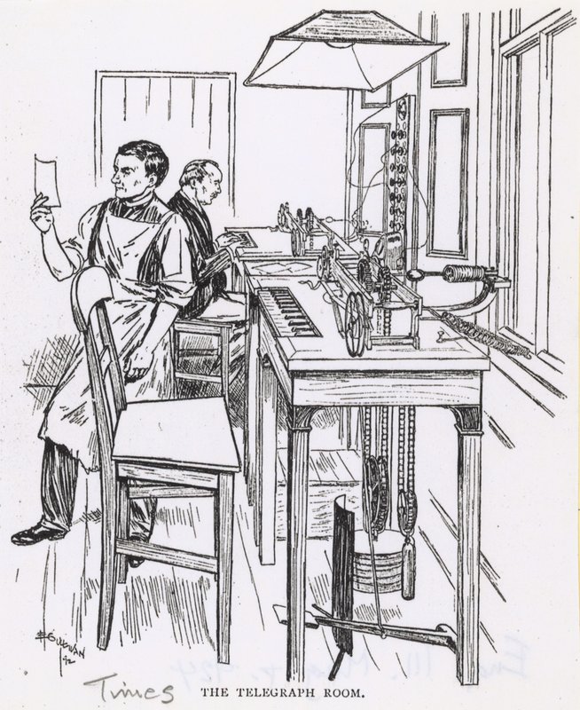 La sala de telégrafos de English School