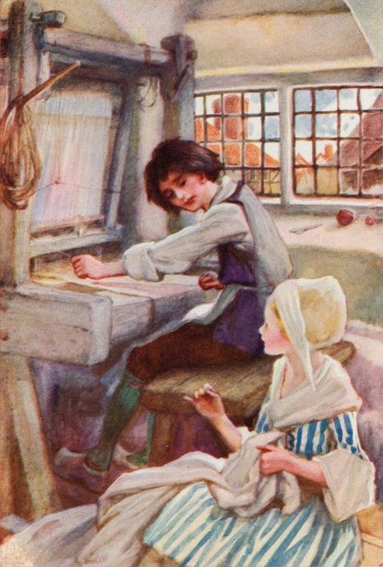 Las tejedoras de Lyon, Francia (color litho) de English School