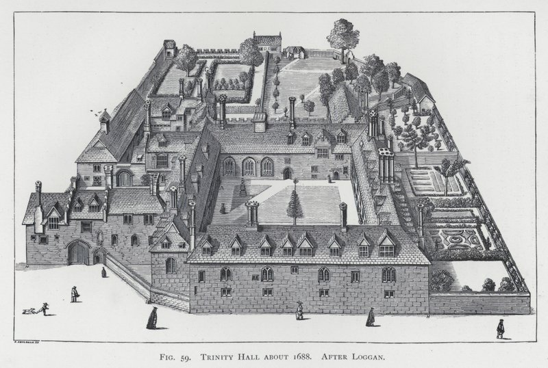 Trinity Hall alrededor de 1688, después de Loggan de English School