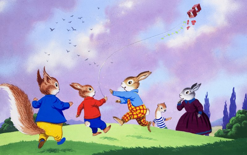 Tufty volando una cometa de English School