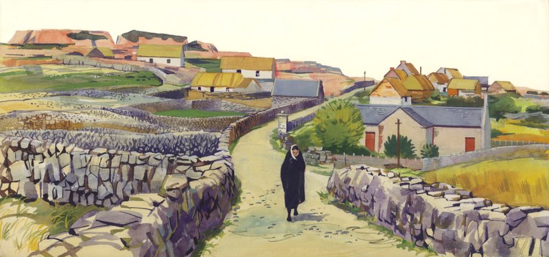 Pueblo en la isla de Arran de English School