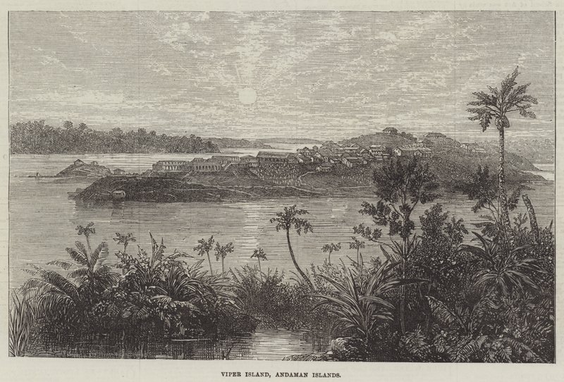 Isla Viper, Islas Andamán (grabado) de English School