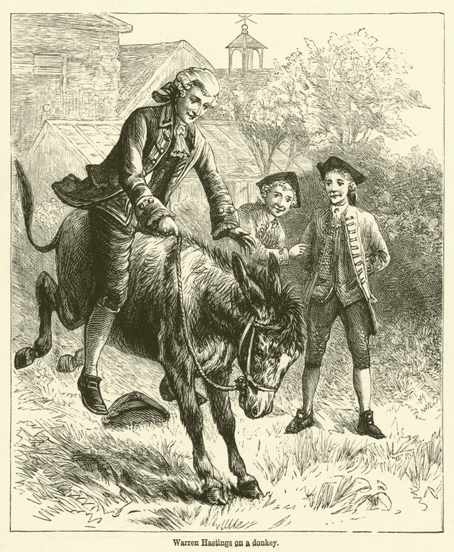 Warren Hastings en un burro de English School