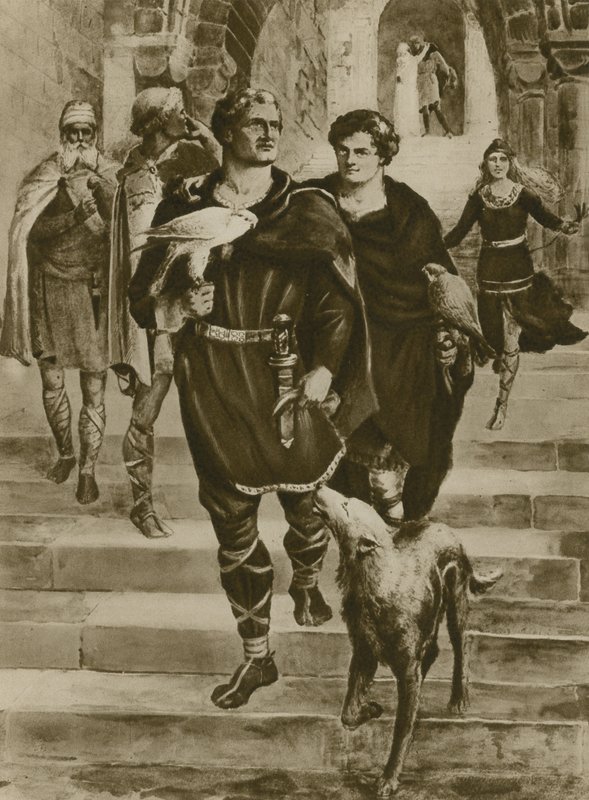 Guillermo el Conquistador va de cetrería (grabado) de English School