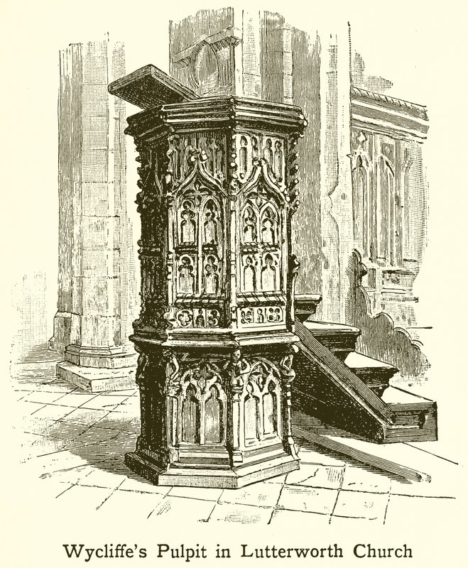 Púlpito de Wycliffe en la Iglesia de Lutterworth de English School
