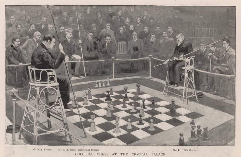 Ajedrez colosal en el Crystal Palace de Enoch Ward