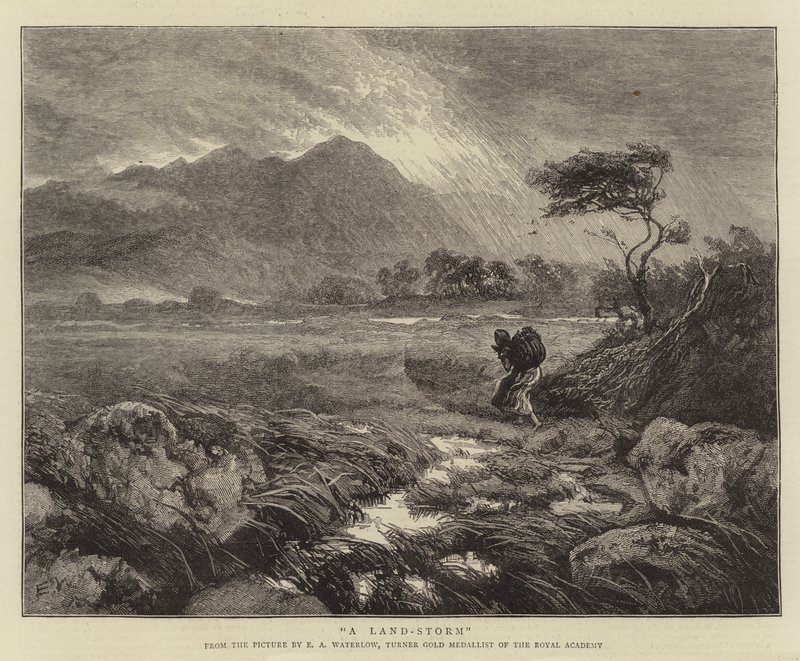 Una tormenta terrestre de Ernest Albert Waterlow