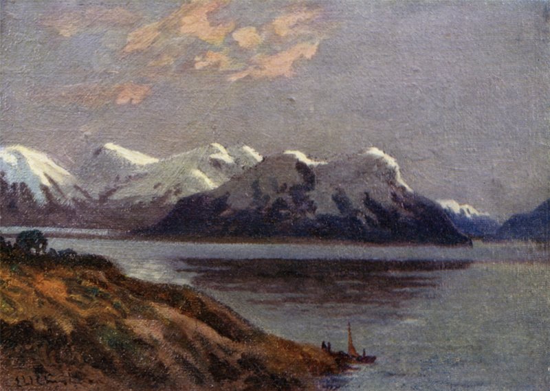 Atardecer en el canal, Tierra del Fuego de Ernest William Christmas