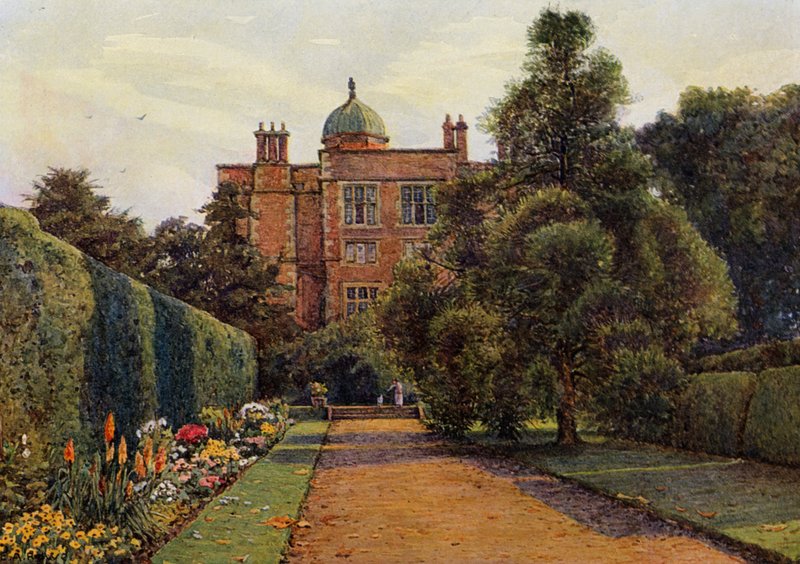 Doddington Hall, cerca de Lincoln (litografia en color) de Ernest Arthur Rowe