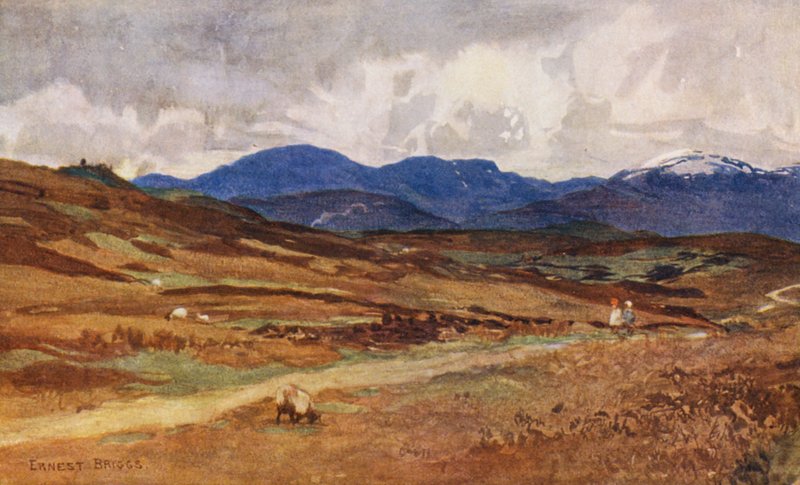 Mirando hacia el oeste desde Lochinvar (litografía en color) de Ernest Edward Briggs