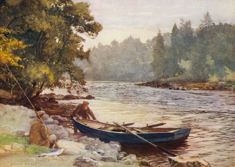 The Tay below Stobhall (litografía en color) de Ernest Edward Briggs