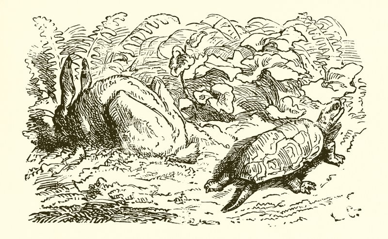La liebre y la tortuga de Ernest Henry Griset