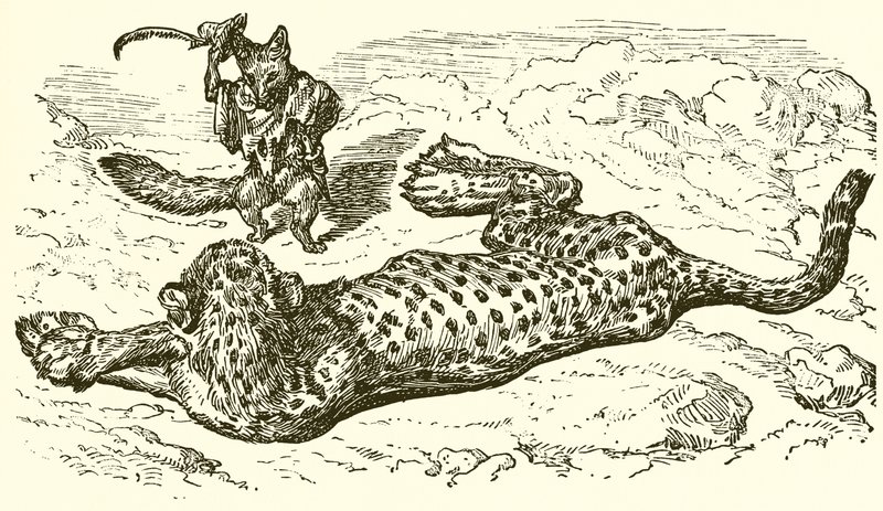 El leopardo y el zorro de Ernest Henry Griset