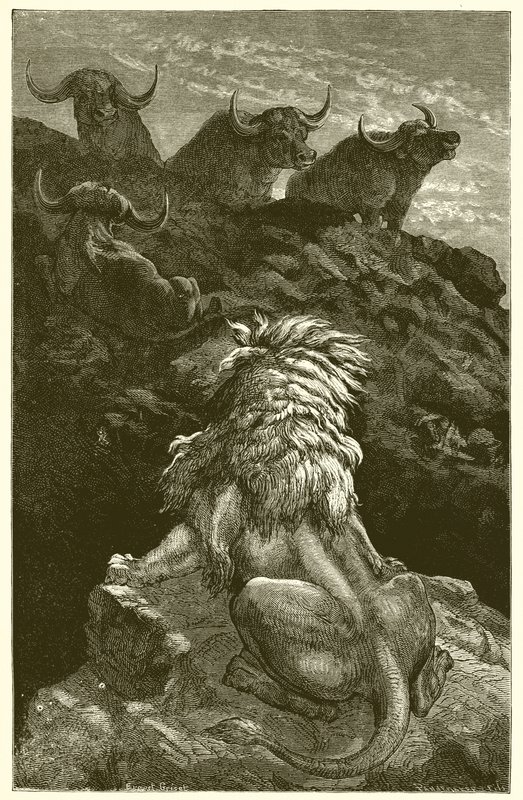 El León y los Cuatro Toros de Ernest Henry Griset