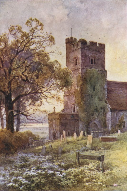 Iglesia de tiza (litografía en color) de Ernest William Haslehust