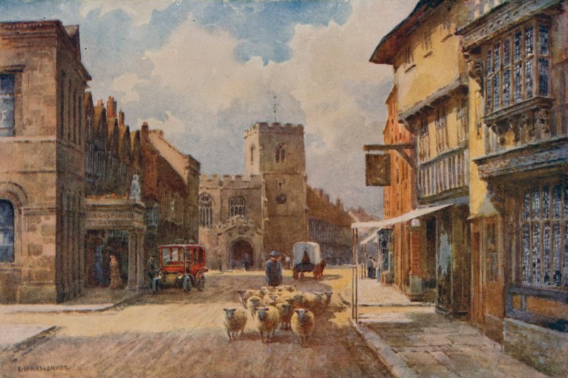 High Street, Stratford-on-Avon (litografía en color) de Ernest William Haslehust
