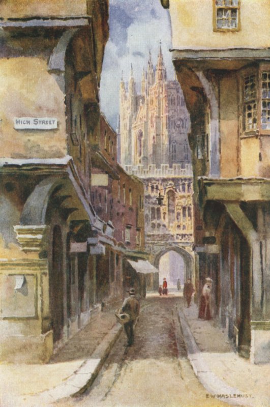 Mercery Lane (litografía en color) de Ernest William Haslehust