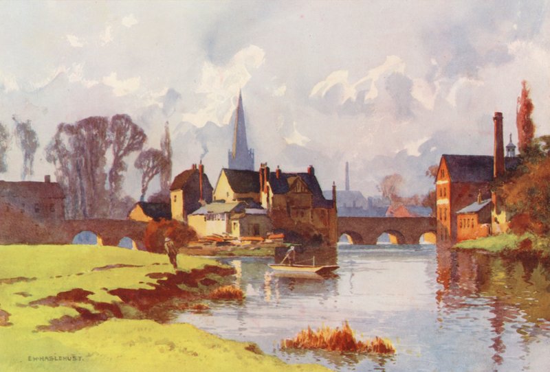 Río Támesis: Abingdon (litografía en color) de Ernest William Haslehust