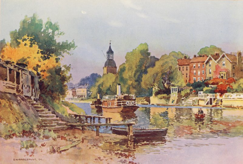 Río Támesis: Sunbury (litografía en color) de Ernest William Haslehust