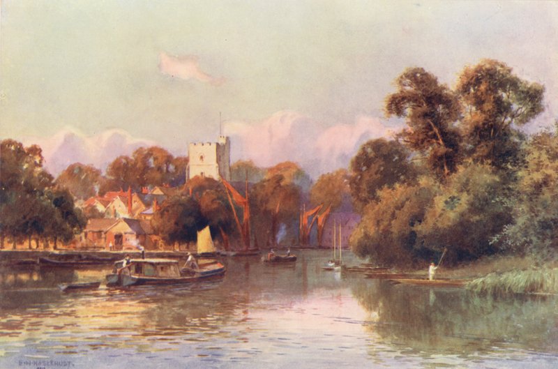 Río Támesis: Twickenham (litografía en color) de Ernest William Haslehust